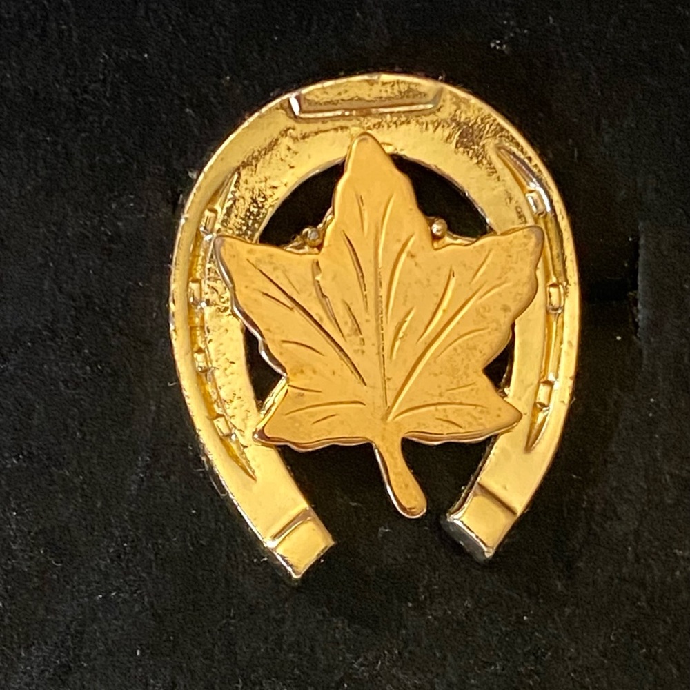 Canadian 1 inch Maple Leaf Horseshoe Brooch or Pin - Picture 3 of 6